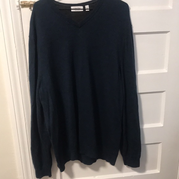Calvin Klein extra fine metino wool sweater dark blue with brown interior - Picture 2 of 6